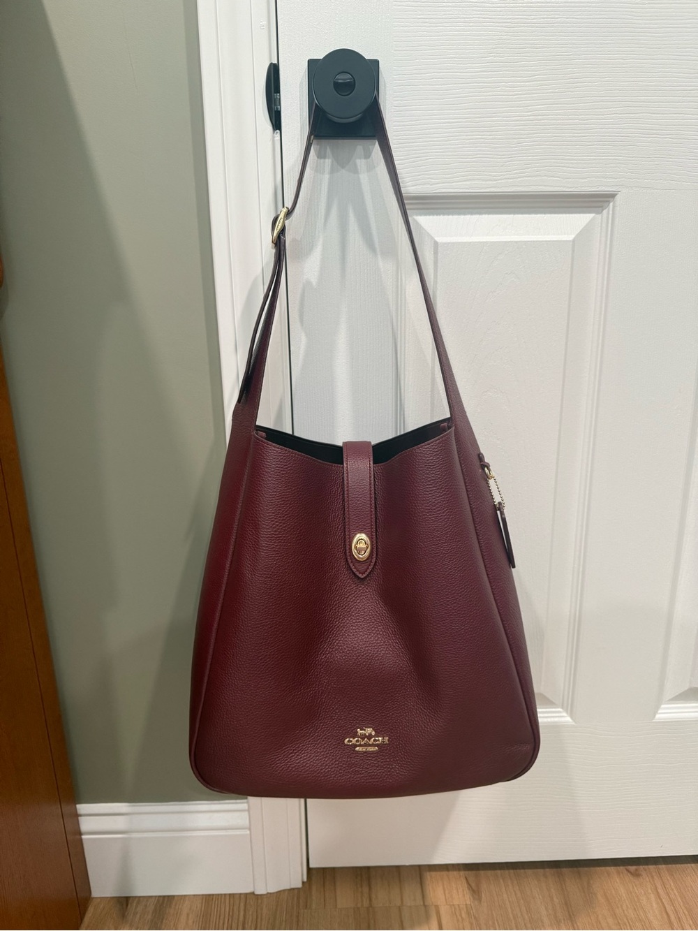 Coach Hadley Large Leather Shoulder Bag in Dark Wine